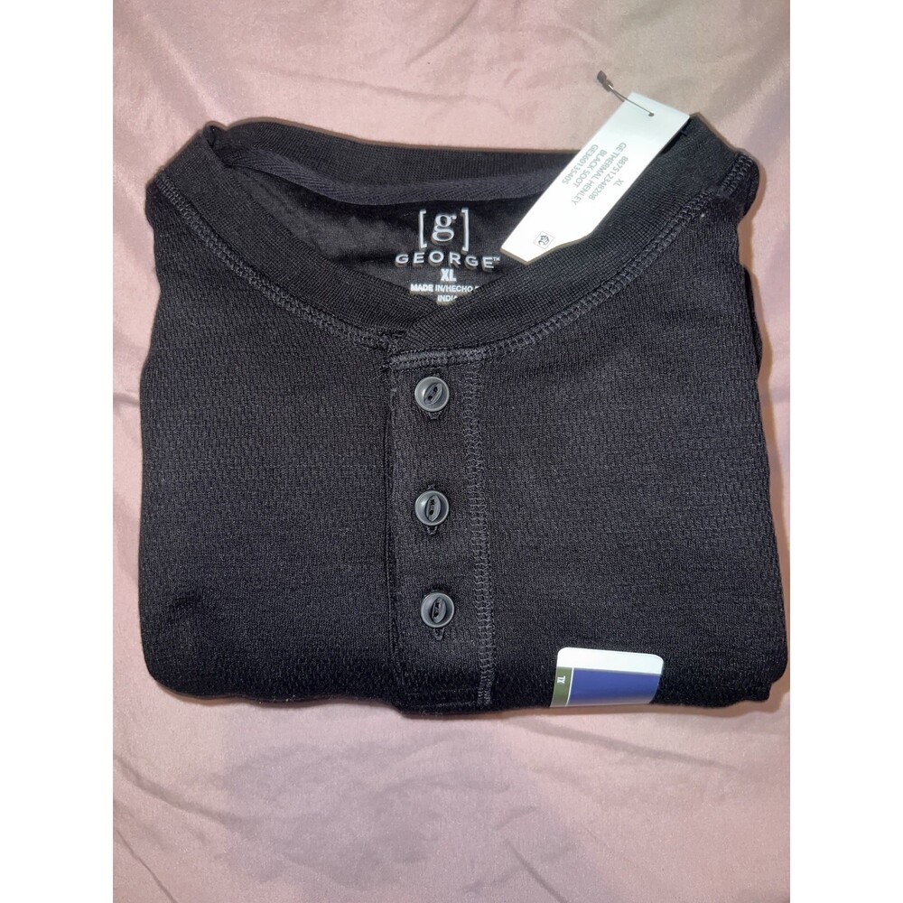 George & Sons Black Henley XL